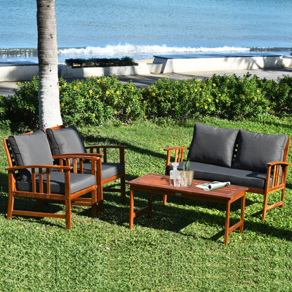 Comfortable 4pc Outdoor Wicker Patio Furniture Set