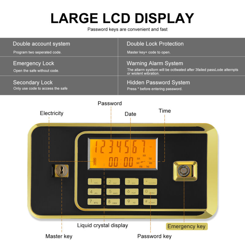Secure Electronic Digital Lock Home Safe Box Keypad