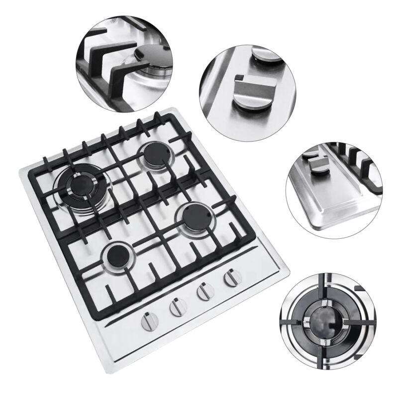 Large 4 Burner Gas Cooktop Stainless Steel Stove Top