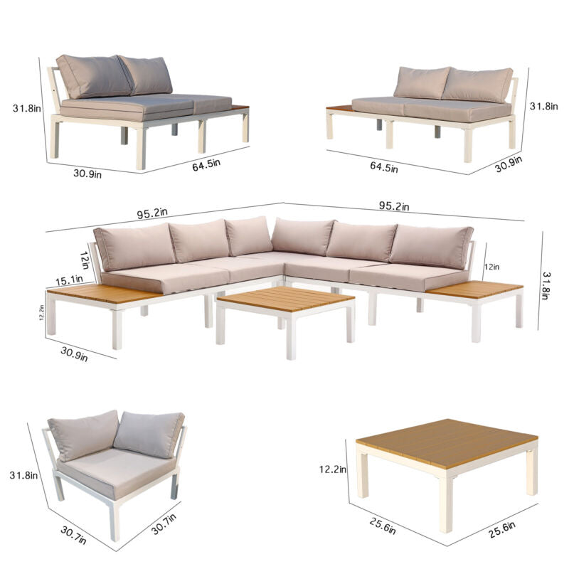 Durable Garden Patio Sofa Set with Cushions and Table