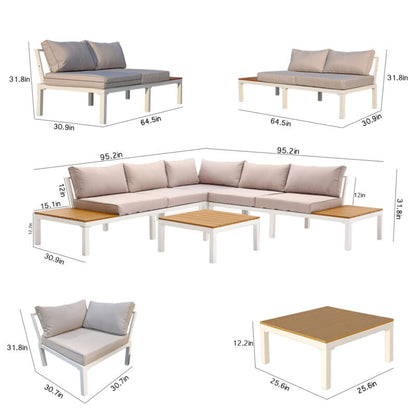 Durable Garden Patio Sofa Set with Cushions and Table