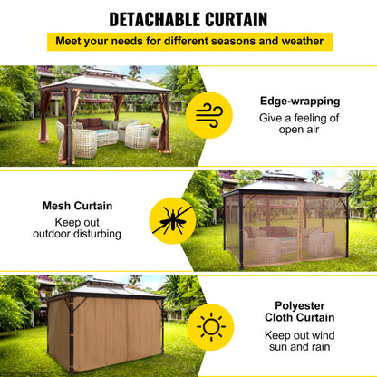 Durable 10x10 Gazebo Metal Frame with Netting and Drapes