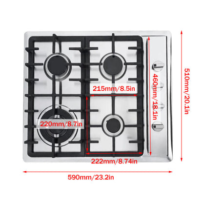 Large 4 Burner Gas Cooktop Stainless Steel Stove Top