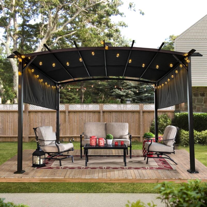 Large 12x9 Ft Outdoor Metal Gazebo Canopy Shade