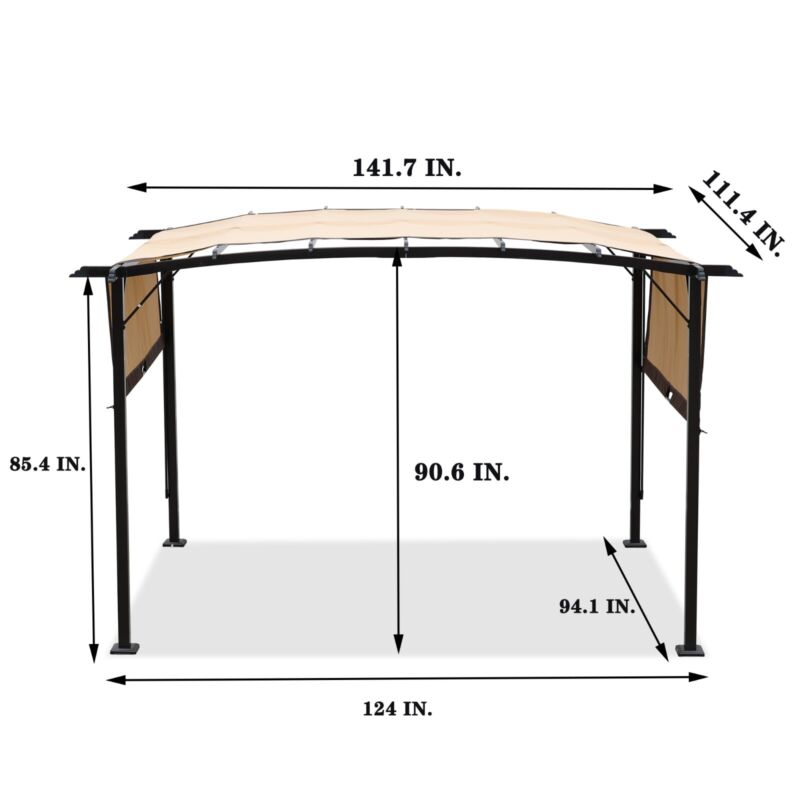 Large 12x9 Ft Outdoor Metal Gazebo Canopy Shade