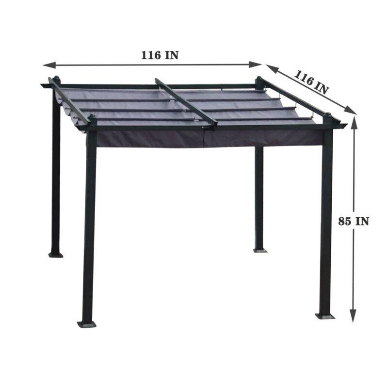 Large 13x10 Ft Metal Patio Pergola with Retractable Canopy