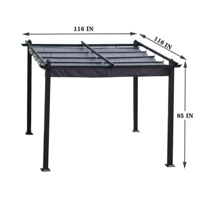 Large 13x10 Ft Metal Patio Pergola with Retractable Canopy