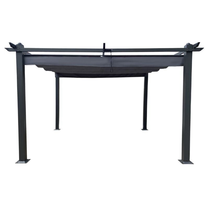 Large 13x10 Ft Metal Patio Pergola with Retractable Canopy
