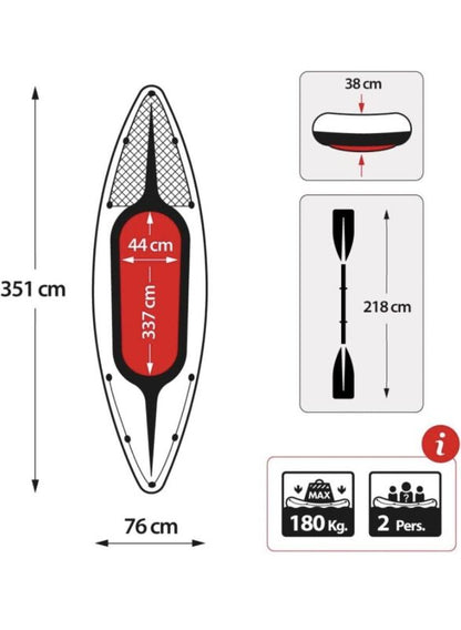 Durable 2-Seater Inflatable Kayak with Strong Pump