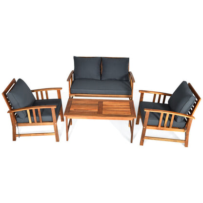 Comfortable 4pc Outdoor Wicker Patio Furniture Set - Halri