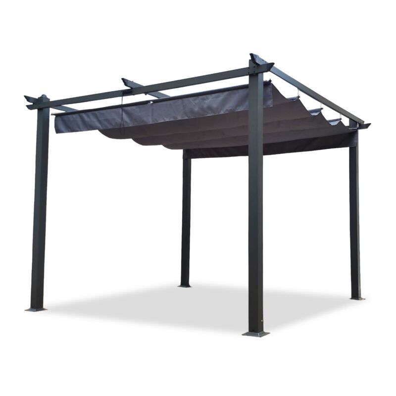 Large 13x10 Ft Metal Patio Pergola with Retractable Canopy