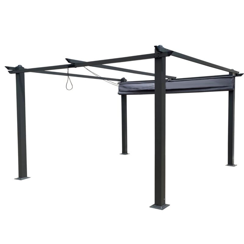 Large 13x10 Ft Metal Patio Pergola with Retractable Canopy