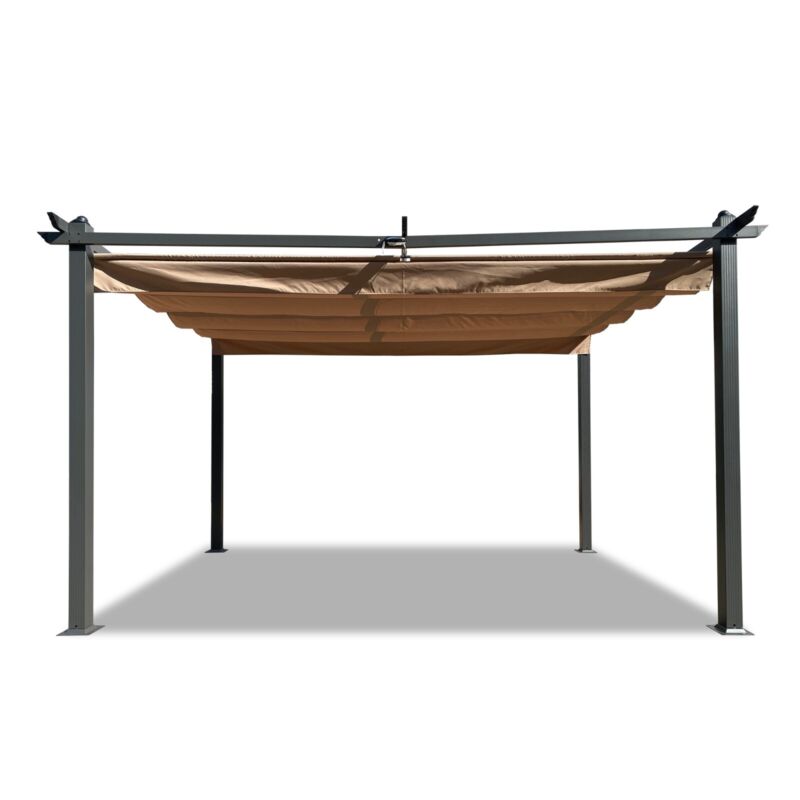 Large 13x10 Ft Metal Patio Pergola with Retractable Canopy