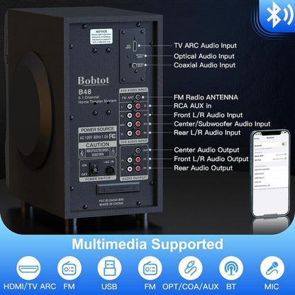 Powerful Home Theater System 700W Bluetooth Subwoofer