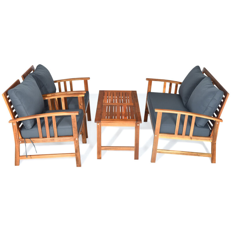 Comfortable 4pc Outdoor Wicker Patio Furniture Set