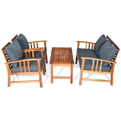 Comfortable 4pc Outdoor Wicker Patio Furniture Set