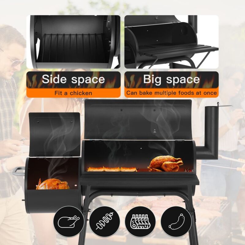 Large Outdoor Charcoal BBQ Grill Smoker Pit
