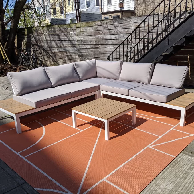 Durable Garden Patio Sofa Set with Cushions and Table
