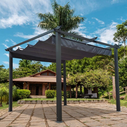 Large 13x10 Ft Metal Patio Pergola with Retractable Canopy