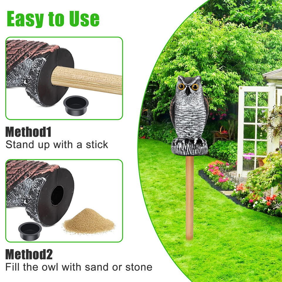 2 Pack Rotating Owl Decoy Bird Scarer