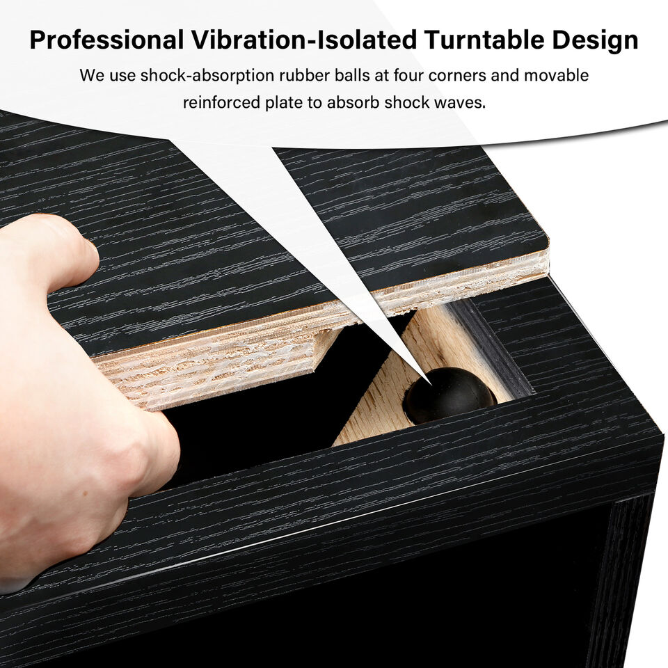 Compact Record Player Table with Shelf