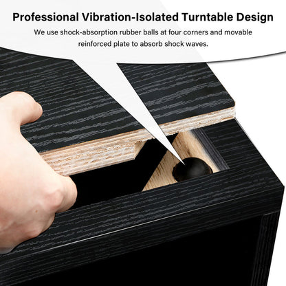 Compact Record Player Table with Shelf