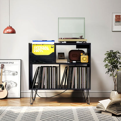Compact Record Player Table with Shelf