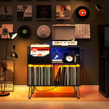 Compact Record Player Table with Shelf