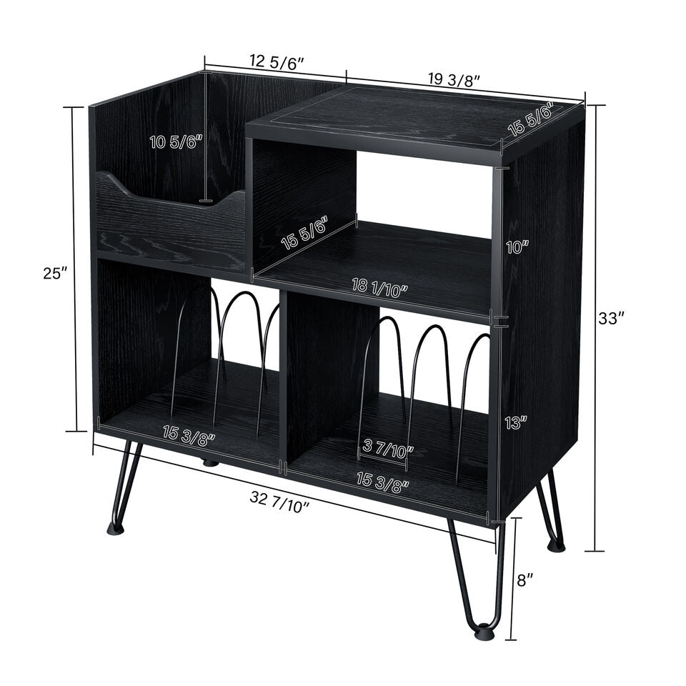 Compact Record Player Table with Shelf