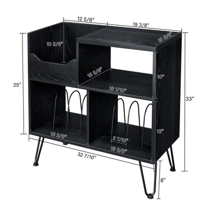 Compact Record Player Table with Shelf