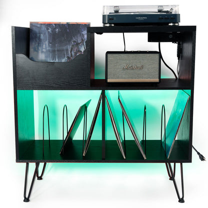 Compact Record Player Table with Shelf