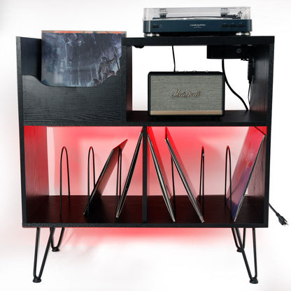 Compact Record Player Table with Shelf
