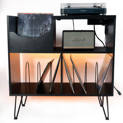 Compact Record Player Table with Shelf