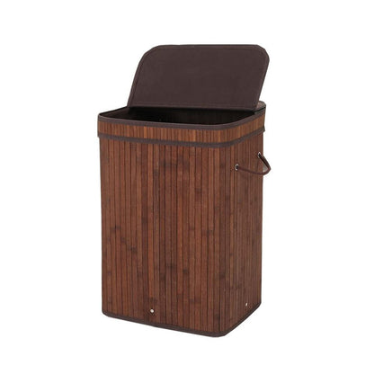Large Collapsible Bamboo Laundry Basket with Lid