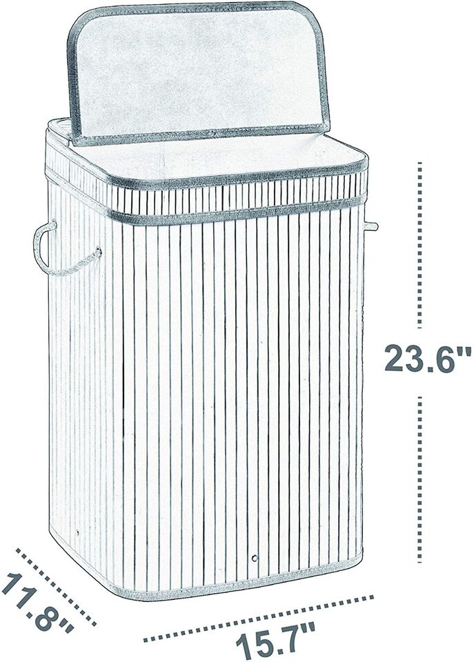 Large Collapsible Bamboo Laundry Basket with Lid
