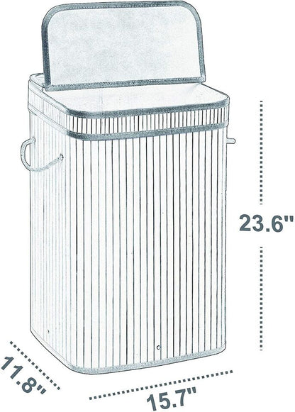 Large Collapsible Bamboo Laundry Basket with Lid
