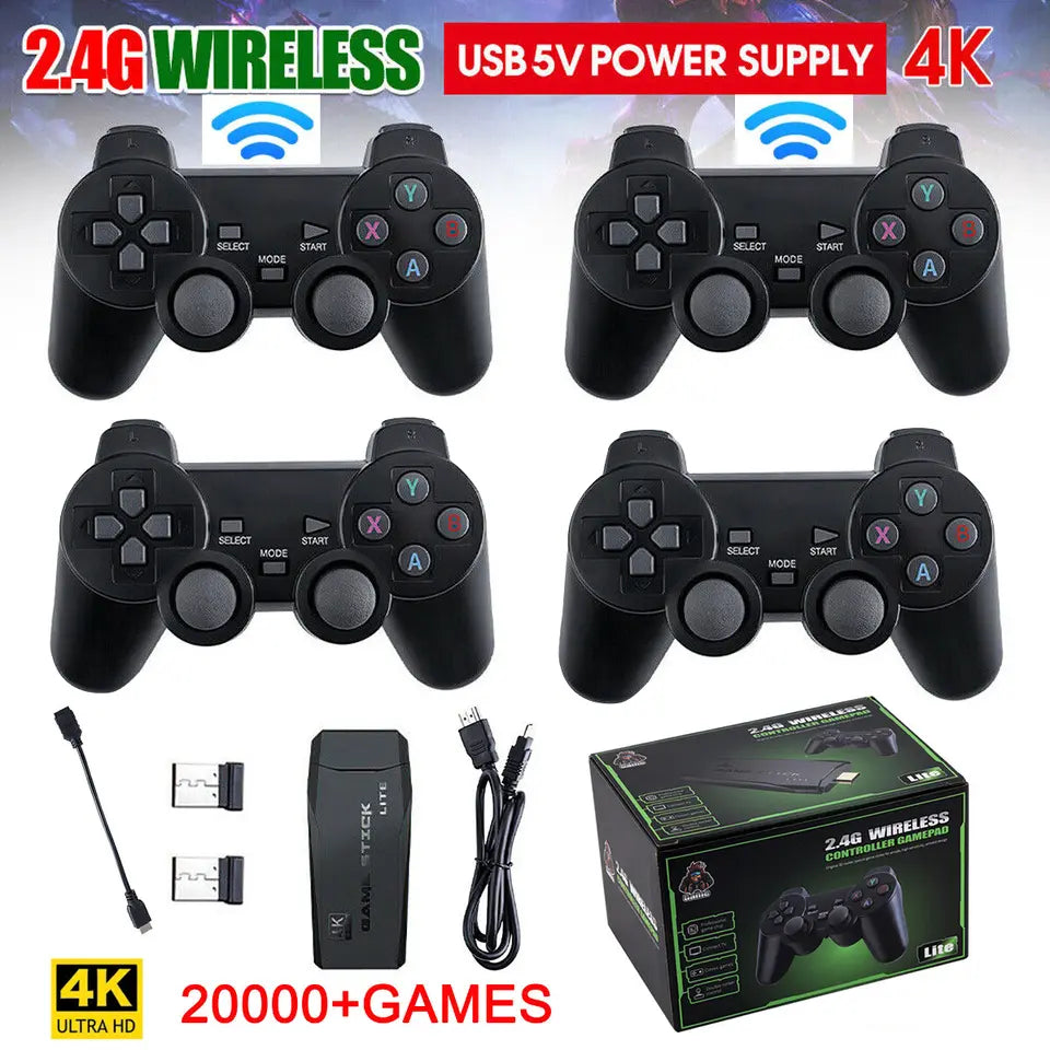4K Gaming Console Stick with 64GB and Wireless Controllers