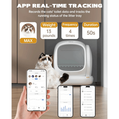 Advanced Automatic Pet Litter Box with Mobile Health Monitor