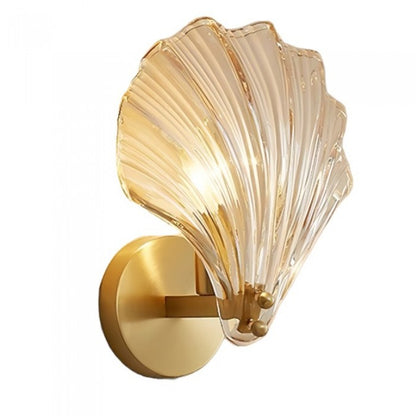 Modern Shell Glass Wall Light – Minimalist Coastal Sconce for Bedroom or Hallway