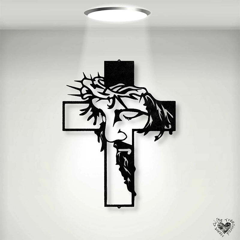 Christliches Kreuz aus Metall, Wandkunst, Jesus-Dekor-Schild