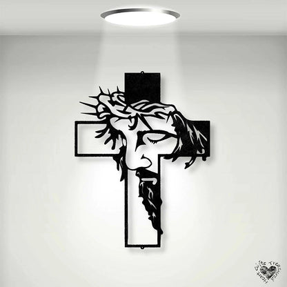Christliches Kreuz aus Metall, Wandkunst, Jesus-Dekor-Schild