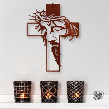 Christliches Kreuz aus Metall, Wandkunst, Jesus-Dekor-Schild