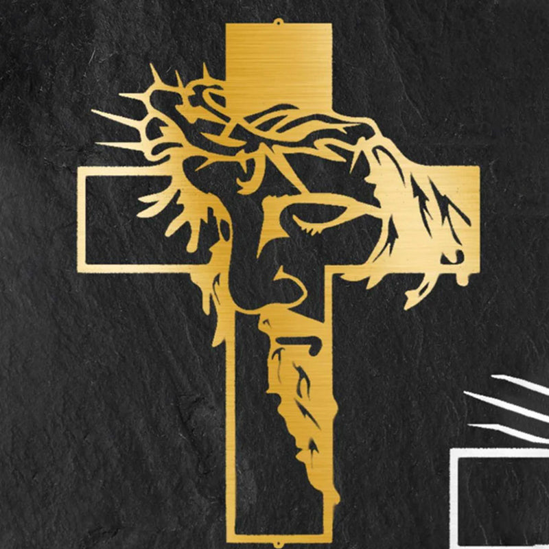 Christliches Kreuz aus Metall, Wandkunst, Jesus-Dekor-Schild