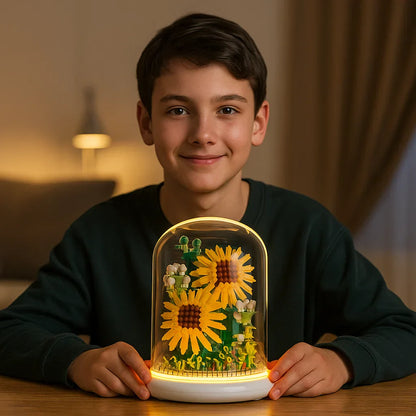 Schöner Glasblock mit Blumendekor