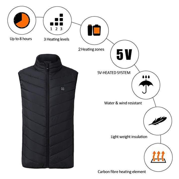 Warm Thermal Reversible USB Vest Jacket
