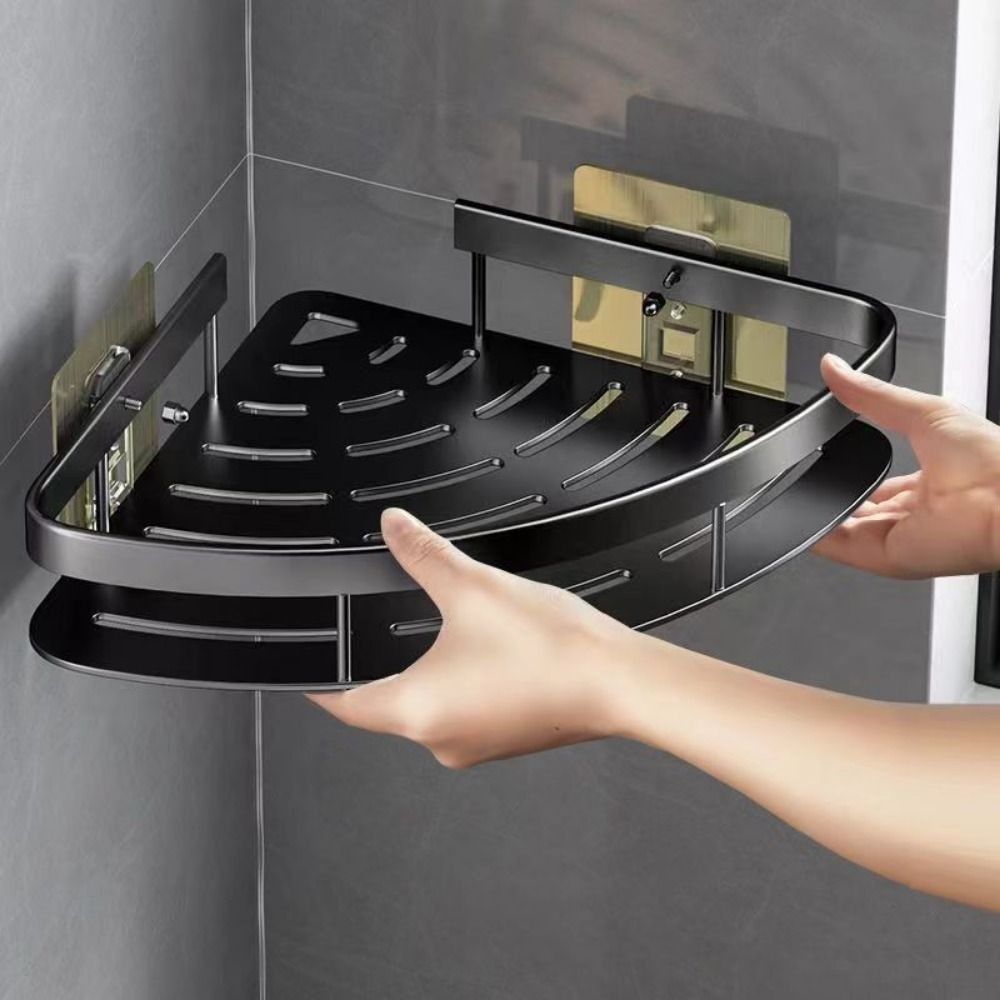 Easy Install Bathroom Shelf - Slim Aluminum Wall Storage - Halri