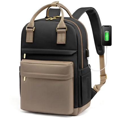 Wasserdichter Laptop-Rucksack für Damen mit USB-Ladegerät
