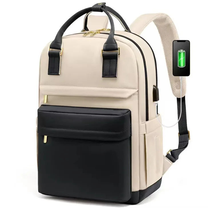 Wasserdichter Laptop-Rucksack für Damen mit USB-Ladegerät