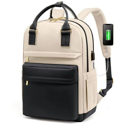 Wasserdichter Laptop-Rucksack für Damen mit USB-Ladegerät
