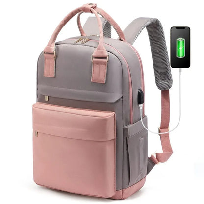 Wasserdichter Laptop-Rucksack für Damen mit USB-Ladegerät